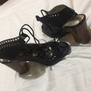 Black High heels brown heel